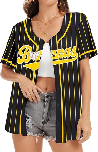 Baseball Button Up Shirt for Women Quick-Dry Graphic Baseball Game Day Fan Jersey Short Sleeve Tops in Saudi Arabia
