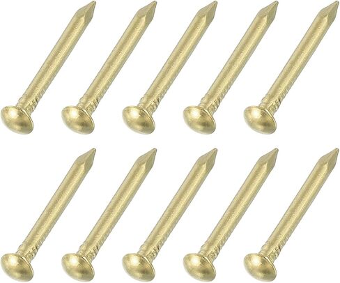 uxcell 50Pcs Small Hardware Nails, 1.2 x 8mm Brass Round Head Nail Common Finishing Nail for Household Woodworking Picture Hanging DIY Projects, Gold in Saudi Arabia
