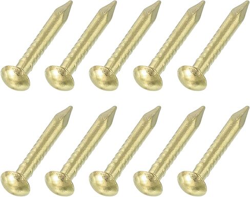 uxcell 50Pcs Small Hardware Nails, 1.2 x 8mm Brass Round Head Nail Common Finishing Nail for Household Woodworking Picture Hanging DIY Projects, Gold in Saudi Arabia