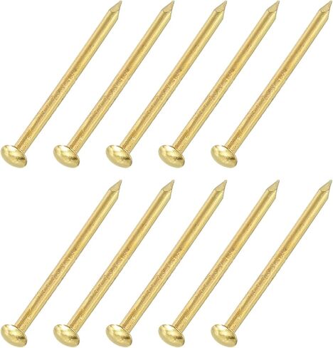 uxcell 50Pcs Small Hardware Nails, 1.2 x 8mm Brass Round Head Nail Common Finishing Nail for Household Woodworking Picture Hanging DIY Projects, Gold in Saudi Arabia