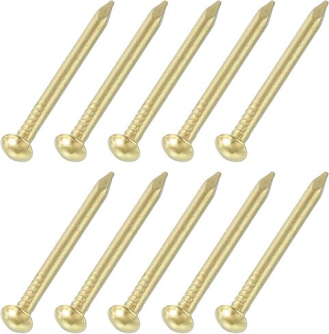 uxcell 50Pcs Small Hardware Nails, 1.2 x 8mm Brass Round Head Nail Common Finishing Nail for Household Woodworking Picture Hanging DIY Projects, Gold in Saudi Arabia