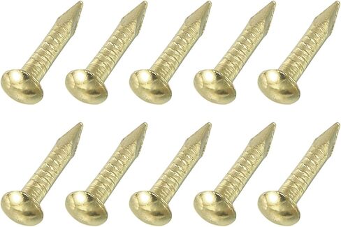 uxcell 50Pcs Small Hardware Nails, 1.2 x 8mm Brass Round Head Nail Common Finishing Nail for Household Woodworking Picture Hanging DIY Projects, Gold in Saudi Arabia