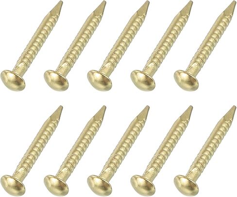 uxcell 50Pcs Small Hardware Nails, 1.2 x 8mm Brass Round Head Nail Common Finishing Nail for Household Woodworking Picture Hanging DIY Projects, Gold in Saudi Arabia