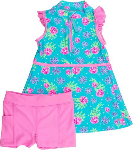 Rufflebutts Girls UPF50+ Athletic Sleveless zip zip sleeve فستان نشط in Saudi Arabia