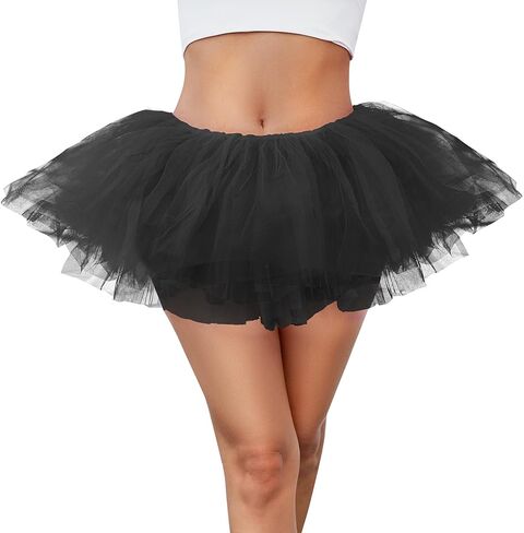 النساء 5 طبقات توتو رقيق الرقص الباليه فقاعة تنورة منتفخ مطاطا تول التنانير القصيرة هالوين عيد الميلاد زي in Kuwait