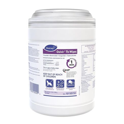 Diversey Oxivir Tb Surface Disinfectant Cleaner Wipe Canister Unscented NonSterile 7x6, White, 160 Ct DVO4599516 in Kuwait