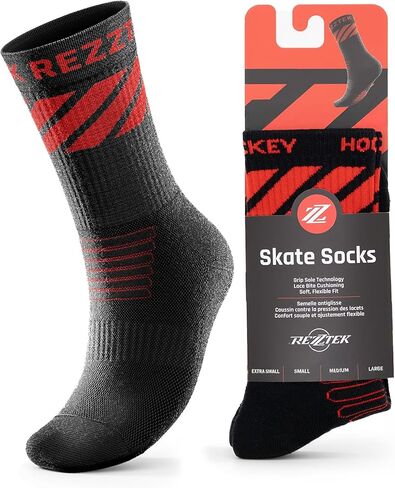 Hockey Skate Socks with Grip Sole & Anti-Lace Bite Protection – Comfortable, Durable Skate Socks for Adult and Youth Players – Made in Europe – Perfect Hockey Gifts & Accessories (Size M) in Saudi Arabia