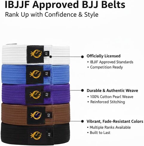 BJJ Belt for Men & Women - IBJJF Approved Brazilian Jiu Jitsu Belt with Ranking Stripes, Durable JiuJitsu Belt in Saudi Arabia