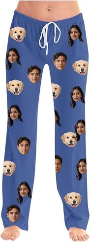 Custom Pajamas Pants with Photo Men Women Pet Dog Cat Christmas Valentines Couples Widding Personalized Funny Gifts in Saudi Arabia