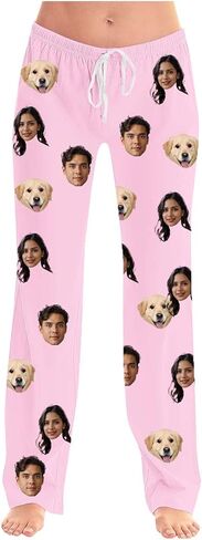 Custom Pajamas Pants with Photo Men Women Pet Dog Cat Christmas Valentines Couples Widding Personalized Funny Gifts in Saudi Arabia