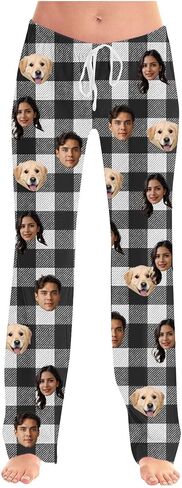 Custom Pajamas Pants with Photo Men Women Pet Dog Cat Christmas Valentines Couples Widding Personalized Funny Gifts in Saudi Arabia