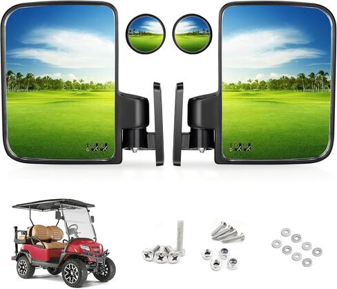 10L0L Universal Golf Cart Side Mirrors لسيارة النادي ، Ezgo ، Yamaha ، مرآة عرض جانبية قابلة للطي على نطاق واسع 180 درجة مرايا بانورامية كبيرة in Saudi Arabia