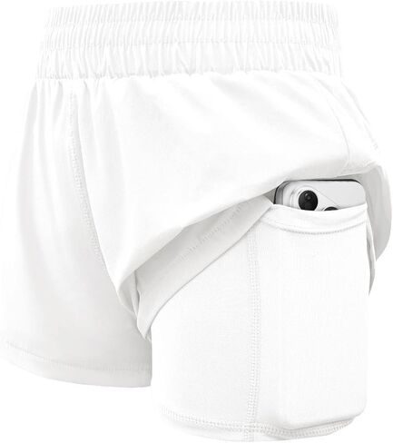 WIFFGO Girls Athletic Shorts 2 in 1 Elastic Waist Pockets Biker School Ball Games Running Sports Teen Summer Outfits in Saudi Arabia