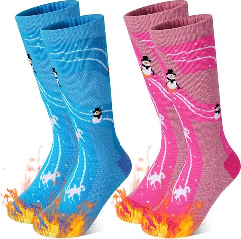 GRPSKCOS Kids Ski Socks 2 Pairs Girls Warm Thick Snow Socks for 3-12 Years Boys Girls in Saudi Arabia
