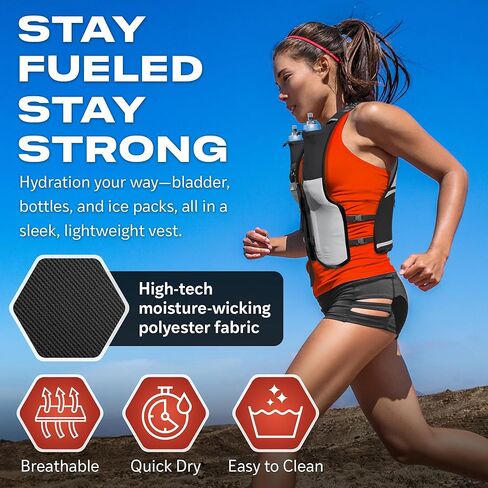 TakaFiTrail Running Hydration Vest Men - Breathable Trail Running Hydration Vest w/ 2 Water Bottles, Bladder Pouch, Ice Pack for Runners - Reflective Marathon Gear Jogging Backpack for Hiking in Saudi Arabia