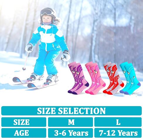 Tphon Kids Merino Wool Ski Socks 2 Pairs Boys Girls Thermal Winter Warm Thick Breathable Socks for Skiing Snowboarding in Saudi Arabia