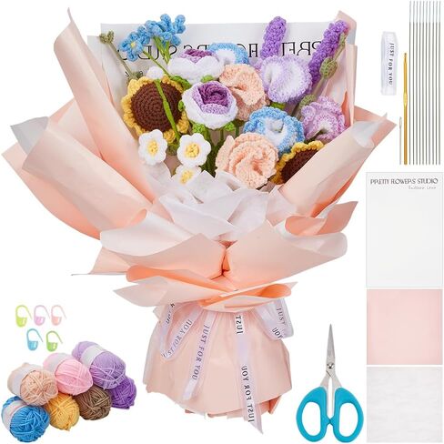 INFUNLY 10 pcs Lily Flowers Crochet Kits for Beginners Complete Flower Crochet Kits for Adults Starters with Instruction and Video Tutorials Crochet Kit Gift for Mother's Day Wedding Birthday in Saudi Arabia