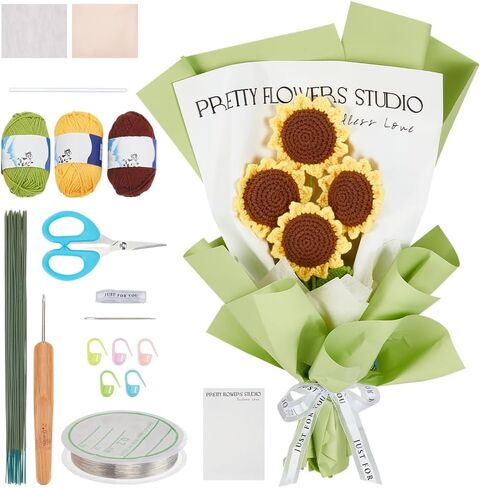 INFUNLY 10 pcs Lily Flowers Crochet Kits for Beginners Complete Flower Crochet Kits for Adults Starters with Instruction and Video Tutorials Crochet Kit Gift for Mother's Day Wedding Birthday in Saudi Arabia