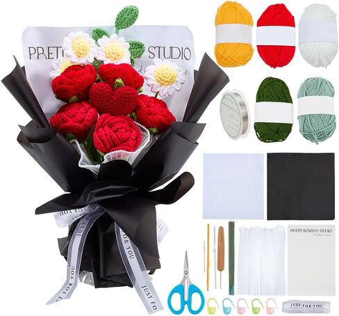 INFUNLY 10 pcs Lily Flowers Crochet Kits for Beginners Complete Flower Crochet Kits for Adults Starters with Instruction and Video Tutorials Crochet Kit Gift for Mother's Day Wedding Birthday in Saudi Arabia