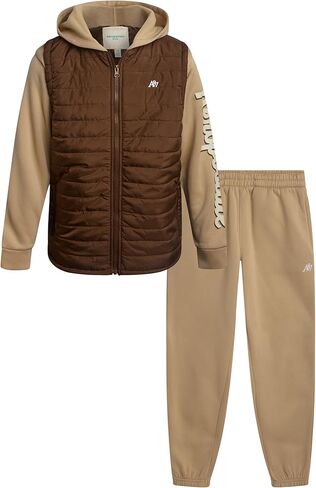 AEROPOSTALE Boys Sweatpants Set - 2 Piece Fleece Twofer Boys Puffer Jacket and Cargo Kids Sweatpants Youth Jogger Set in Saudi Arabia