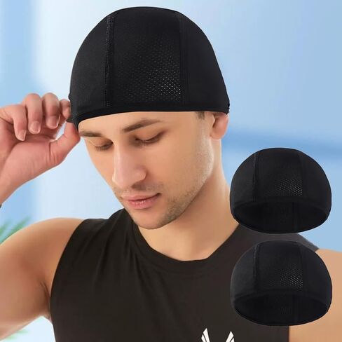 Skull Cap Helmet Liner Beanie Hard Hat Sweatband Mesh Ventilation Running Cycling Hat Helmet Liner for Men Women Black in Saudi Arabia