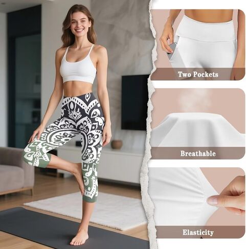 Forest Mushroom High Waisted Leggings for Women, Colorblock Cow Seamless Tights Galaxy Yoga Pants for Workout Sport in Kuwait