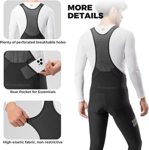 ROCKBROS Men’s Cycling Bib Pants Padded Winter Thermal Bike Bibs Pants Fleece-Lined Bike Leggings in Saudi Arabia