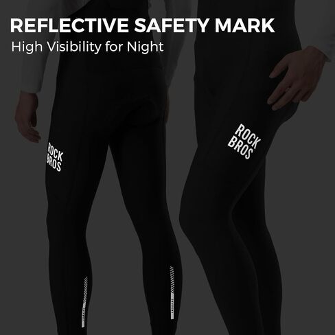 ROCKBROS Men’s Cycling Bib Pants Padded Winter Thermal Bike Bibs Pants Fleece-Lined Bike Leggings in Saudi Arabia
