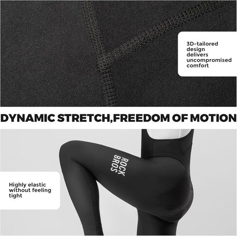 ROCKBROS Men’s Cycling Bib Pants Padded Winter Thermal Bike Bibs Pants Fleece-Lined Bike Leggings in Saudi Arabia