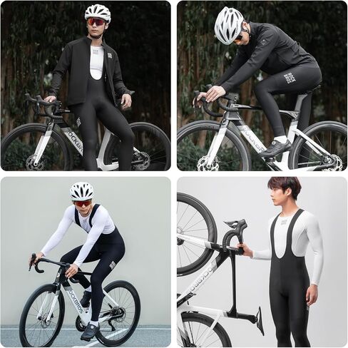 ROCKBROS Men’s Cycling Bib Pants Padded Winter Thermal Bike Bibs Pants Fleece-Lined Bike Leggings in Saudi Arabia