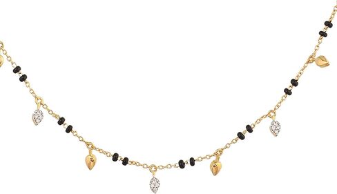 قلادة من الفضة الاسترليني Tarinika على شكل حرف V من سلسلة Mangalsutra بتصميم ساحر (مطلي بالذهب) - قلادة سلسلة فضية للنساء | مثالي للمناسبات العرقية | اطقم مجوهرات هندية للنساء | ضمان لمدة سنة* in Kuwait