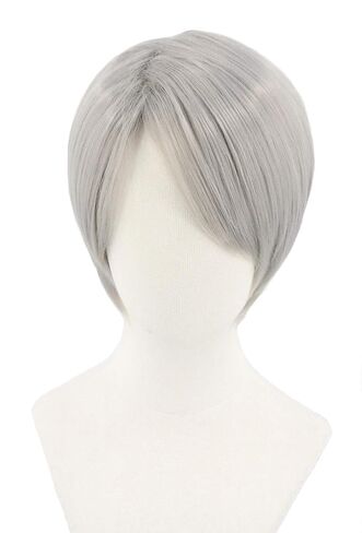 للجنسين باروكة عالم ماد شارب حواجب قصيرة بيضاء شعر مستعار أفرو شائك زي الهالوين شعر مستعار كوسبلاي in Kuwait