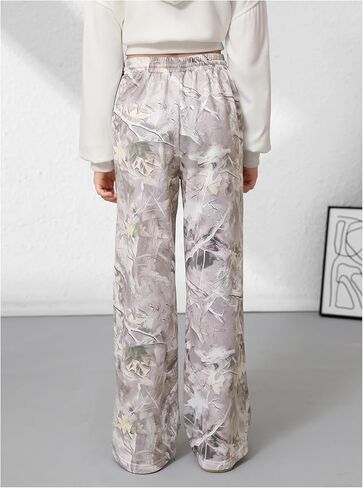 SweatyRocks Girl's Baggy Sweatpants Casual Drawstring Straight Leg Camo Pants in Saudi Arabia