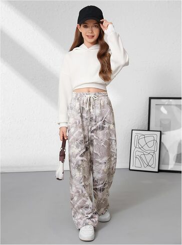SweatyRocks Girl's Baggy Sweatpants Casual Drawstring Straight Leg Camo Pants in Saudi Arabia