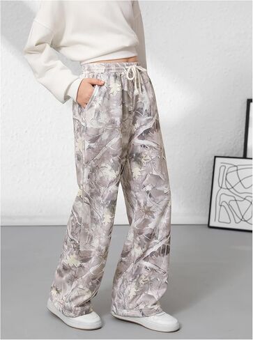 SweatyRocks Girl's Baggy Sweatpants Casual Drawstring Straight Leg Camo Pants in Saudi Arabia