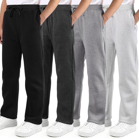 4 Pack Boys Sweatpants Fleece Cotton Boys Joggers Athletic Open Bottom Sweat Pants with Pocket and Drawstring in Kuwait