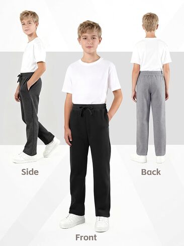 4 Pack Boys Sweatpants Fleece Cotton Boys Joggers Athletic Open Bottom Sweat Pants with Pocket and Drawstring in Kuwait