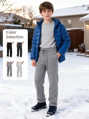 4 Pack Boys Sweatpants Fleece Cotton Boys Joggers Athletic Open Bottom Sweat Pants with Pocket and Drawstring in Kuwait