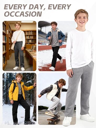 4 Pack Boys Sweatpants Fleece Cotton Boys Joggers Athletic Open Bottom Sweat Pants with Pocket and Drawstring in Kuwait