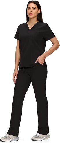 Scrubs for Women Set, Medical Women Scrubs, V-Neck Top and Straight Leg Pants with 11 Pockets (Relaxed Fit) in Saudi Arabia