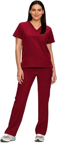 Scrubs for Women Set, Medical Women Scrubs, V-Neck Top and Straight Leg Pants with 11 Pockets (Relaxed Fit) in Saudi Arabia