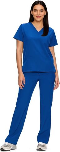 Scrubs for Women Set, Medical Women Scrubs, V-Neck Top and Straight Leg Pants with 11 Pockets (Relaxed Fit) in Saudi Arabia