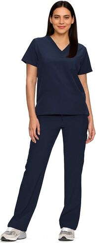 Scrubs for Women Set, Medical Women Scrubs, V-Neck Top and Straight Leg Pants with 11 Pockets (Relaxed Fit) in Saudi Arabia