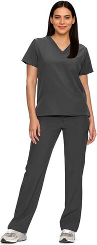 Scrubs for Women Set, Medical Women Scrubs, V-Neck Top and Straight Leg Pants with 11 Pockets (Relaxed Fit) in Saudi Arabia