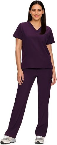 Scrubs for Women Set, Medical Women Scrubs, V-Neck Top and Straight Leg Pants with 11 Pockets (Relaxed Fit) in Saudi Arabia