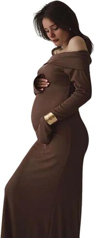 Off Shoulder Knit Bodycon Mermaid Going Out Baby Shower Maternity Sweater Maxi Dress in Saudi Arabia