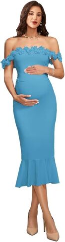 فستان حمل ثلاثي الأبعاد مكشوف الكتفين للتصوير الفوتوغرافي 2026 فساتين حمل حورية البحر من الساتان لاستحمام الطفل in Kuwait