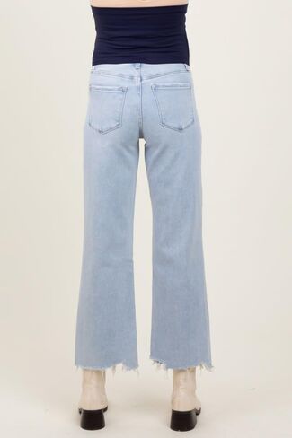 PinkBlush Light Distressed Hem Slim Wide Leg Maternity Jeans in Saudi Arabia