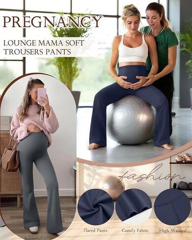 3 Pack Maternity Flared Leggings Over The Belly Yoga Bootcut Stretchy Pregnancy Pants Lounge Mama Soft Trousers in Saudi Arabia