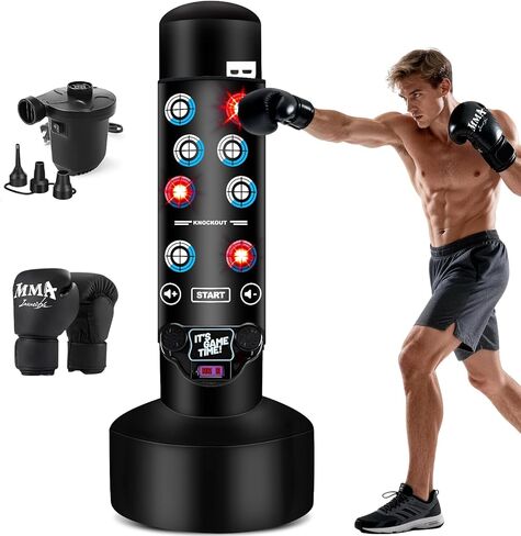 Freestanding Punching Bag for Adults, 70'' Boxing Bag with Stand Kicking Bag Heavy Bag with Boxing Gloves and Electric Air Pump, Women Men Kickboxing Bags for Beginners Training MMA Muay Thai Fitness in Kuwait